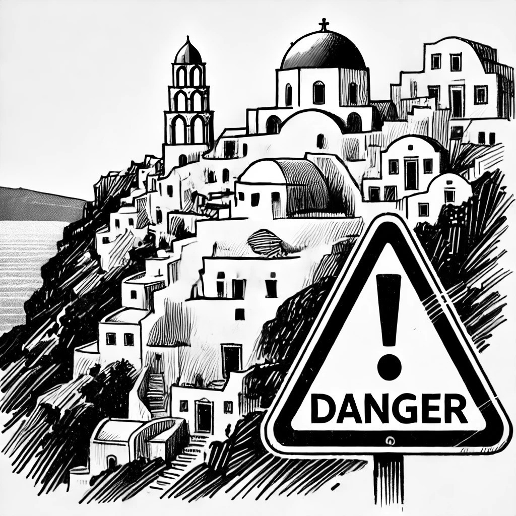 dangerous earthquakes in Santorini, Greece