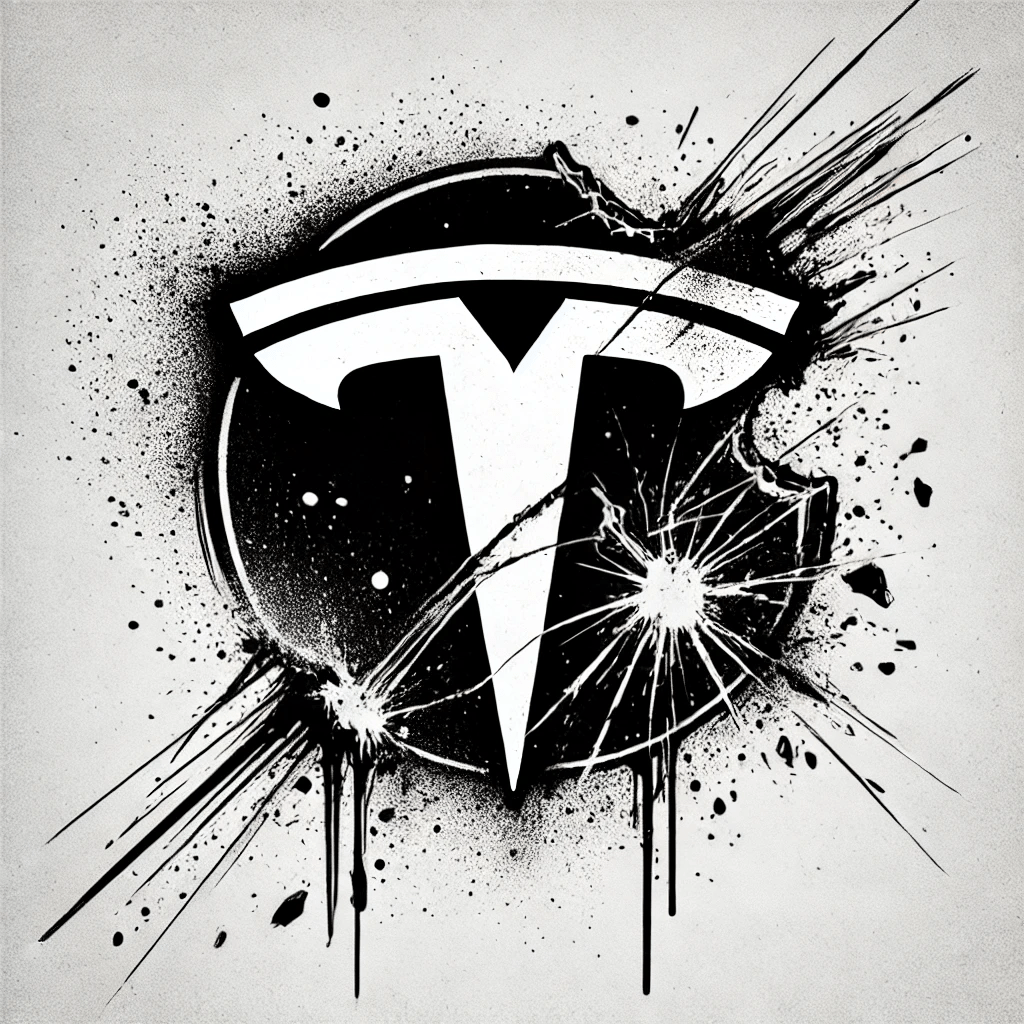 vandalized Tesla logo