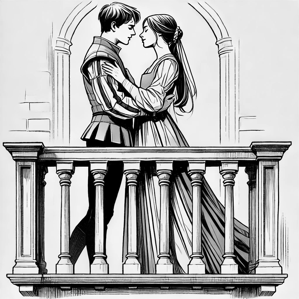 Romeo and Juliet on a balcony