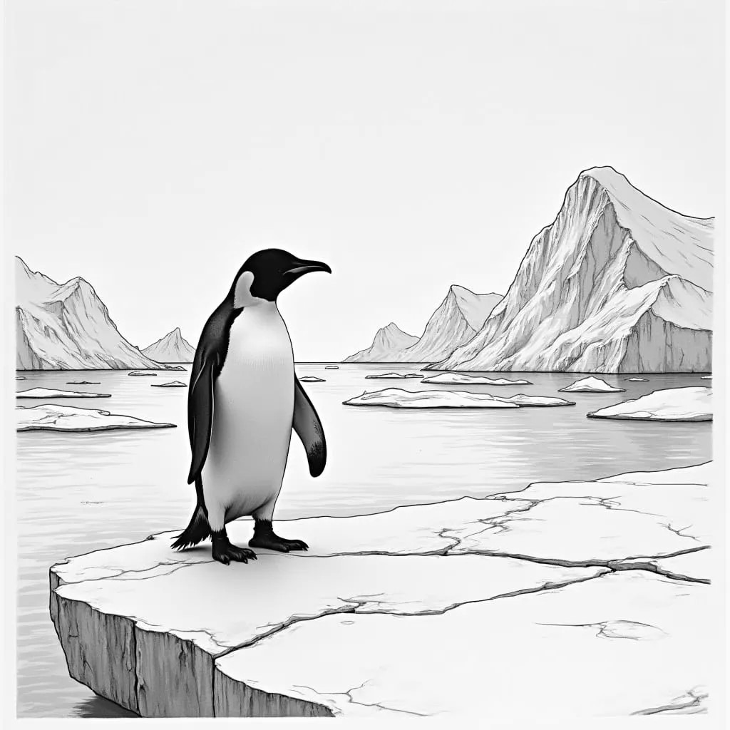 drawing of penguin in Antarctica