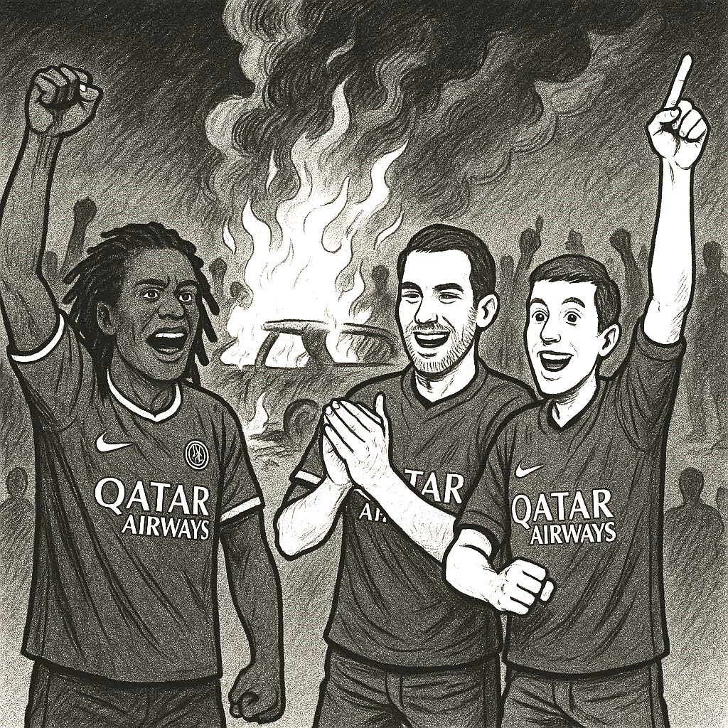 violence and celebration in Paris after Paris St Germaine win Champions League